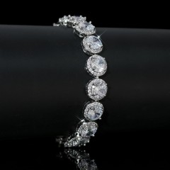 White Zirconia White Gold Bracelet 18cm