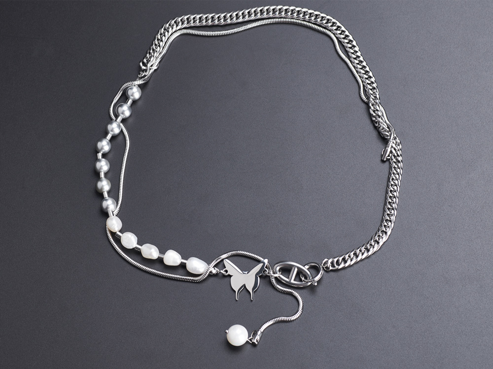 PVD Coated Real Gold Plated 18K Gold Solid Color 304 Stainless Steel Simple Style Classic Style Waterproof Non Tarnish 304 Stainless Steel Layered Necklaces