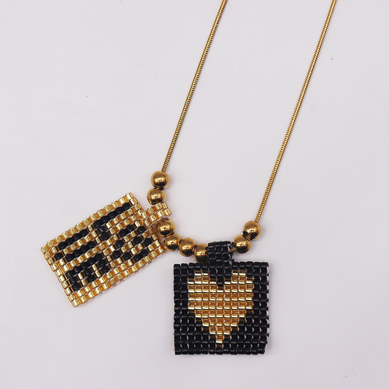 PVD Coated Gold Plated Letter Heart Shape 304 Stainless Steel Glass Ethnic Style Bohemian Classic Waterproof Non Tarnish Pendant Necklace