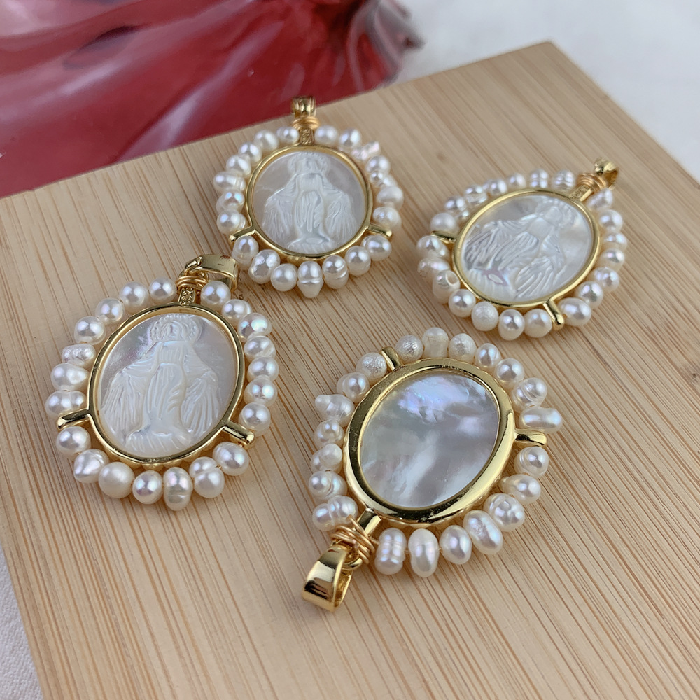 1 Piece Freshwater Pearl Copper Freshwater Pearl Pearl Oval Pendant Charms Necklace Jewelry Accessories