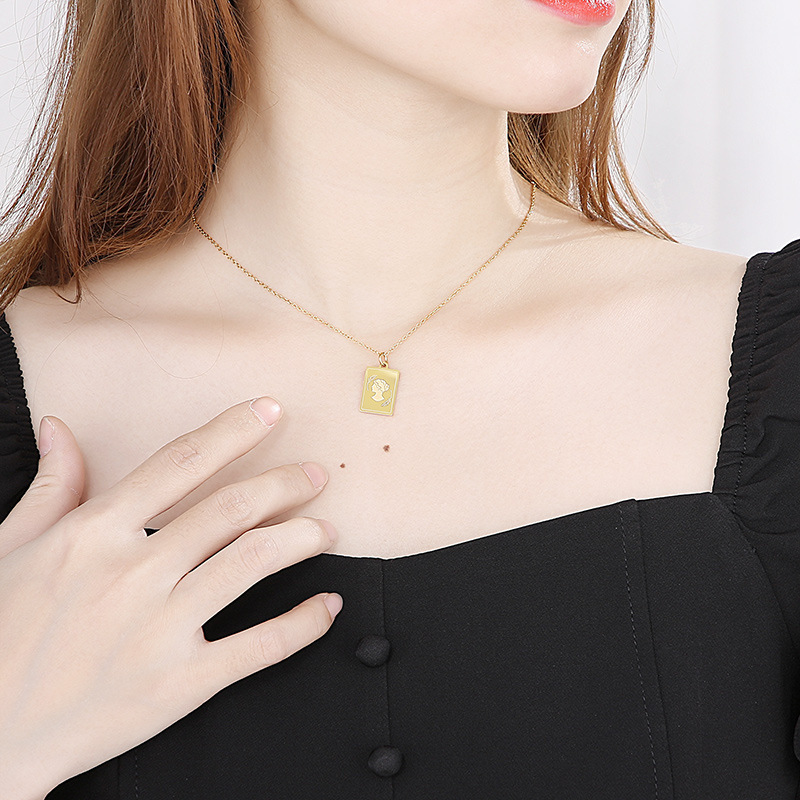 304 Stainless Steel Constellation PVD Coated 18k Gold Plating Simple Style Classic Style Plating Pendant Necklace