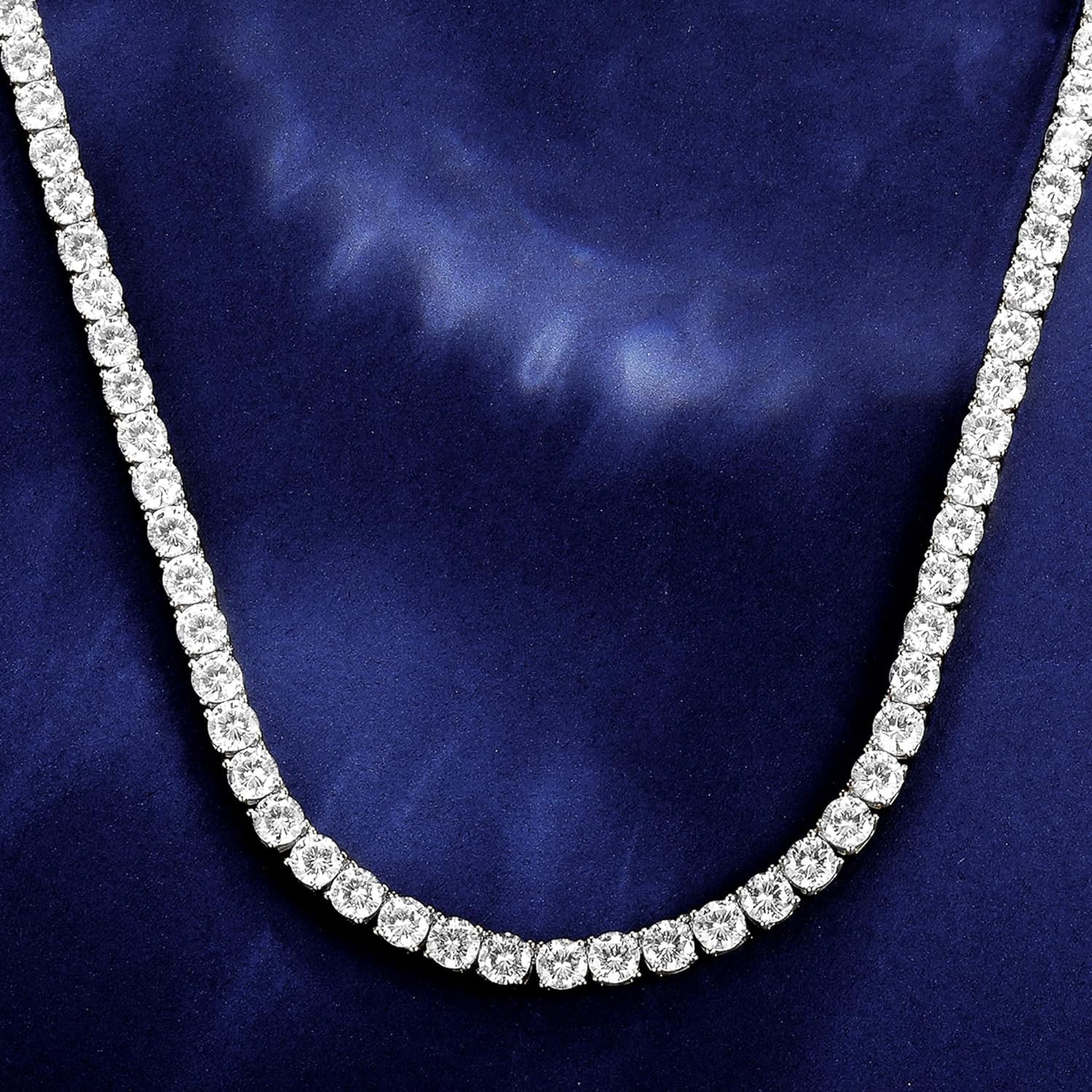 Fashionable 18K White Gold Plated Tennis Necklace With 4 Prongs 5mm 6mm Copper Inlaid Zirconia Unisex Basic Style Diamond Shape