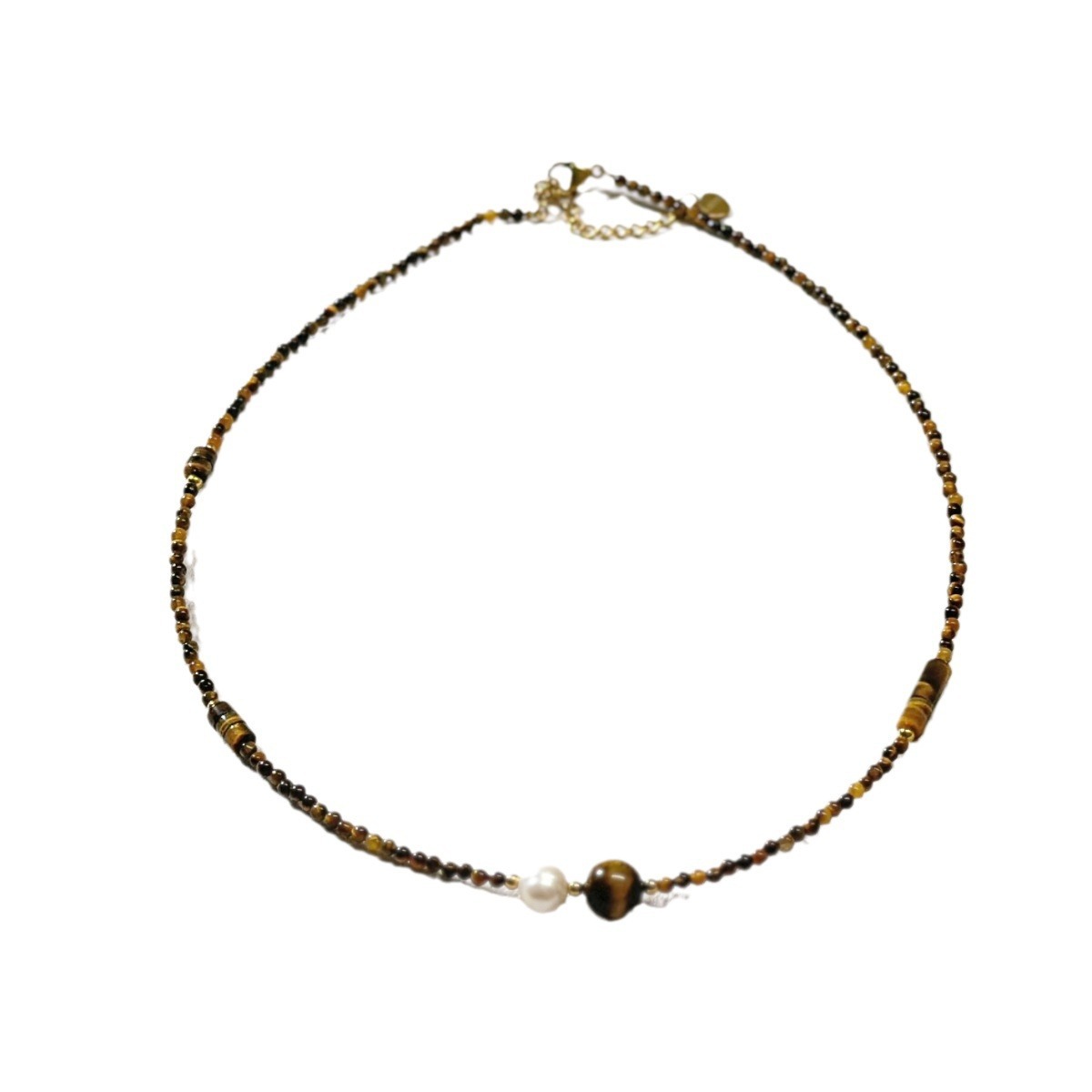 Original Beauty Meral Tiger Eye Stone Necklace Luxury Small Audience Elegance Beaded Retro Natural Stone Sweater Chain Clavicle Chain Women
