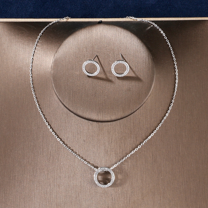 Round Copper Classic Style Earrings Necklace