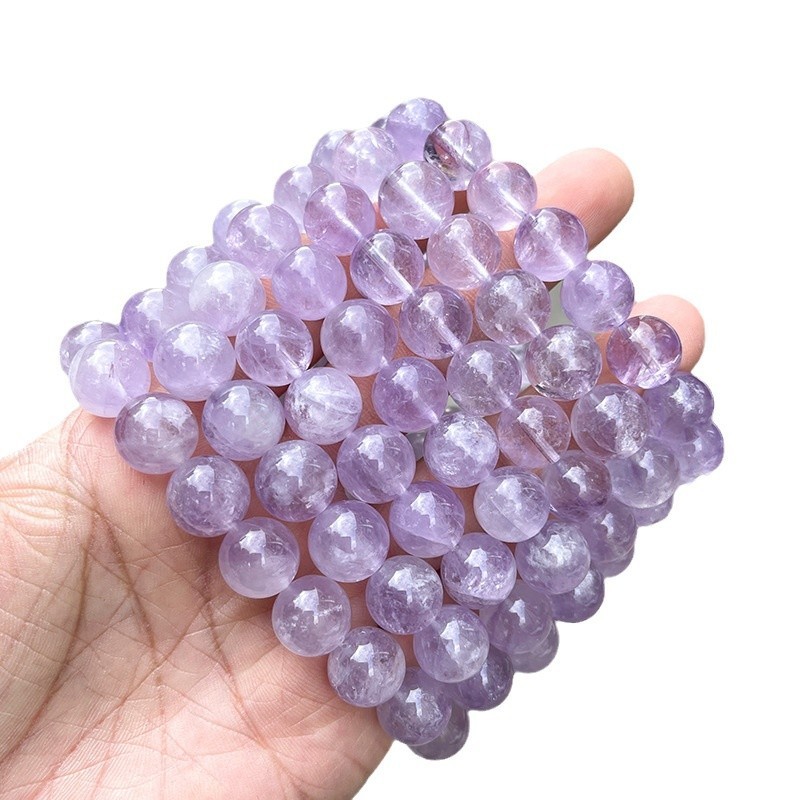 JD Jewelry Natural 5A Grade Lavender Crystal Bracelet Ice Transparent Round Beads Simple Elegant Fashion Women's Geometric Pattern