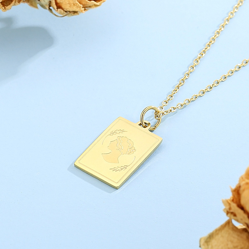 304 Stainless Steel Constellation PVD Coated 18K Real Gold Plated Classic Style Commute Plating Pendant Necklace