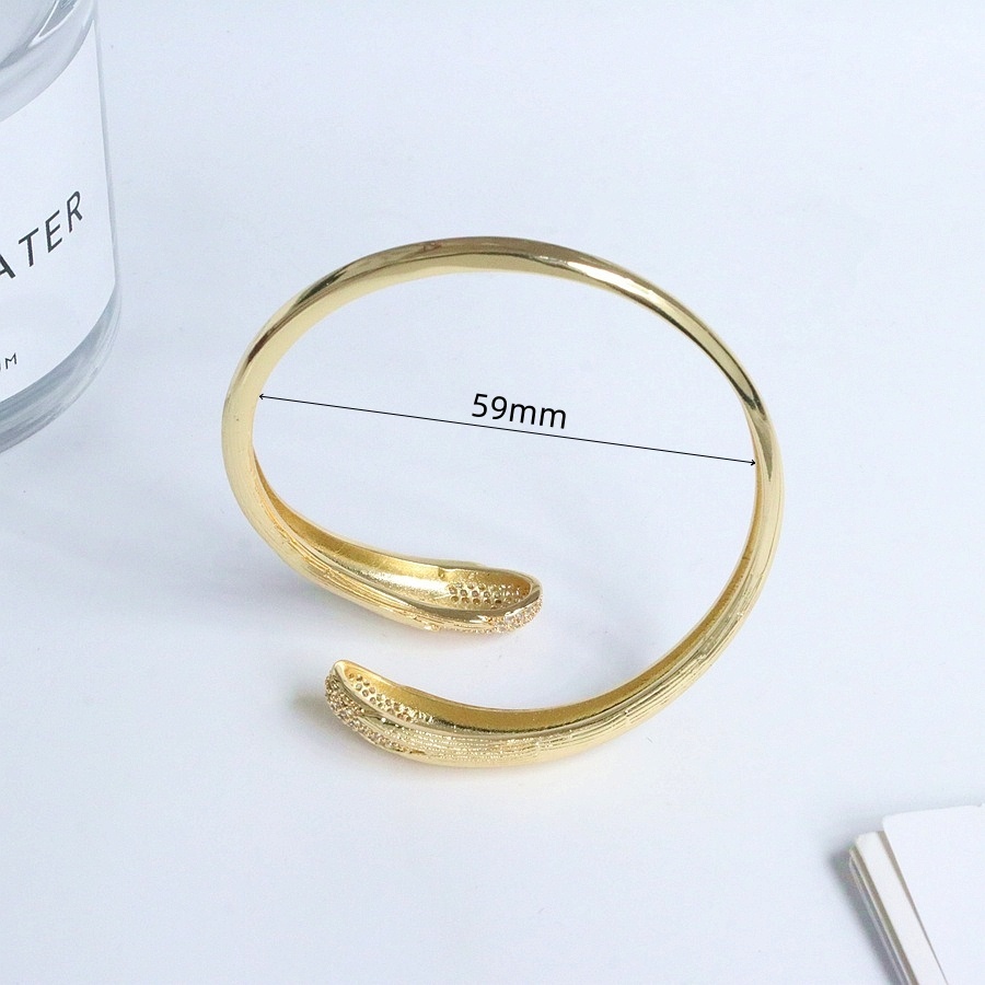 European And American Cross-Border Light Luxury High-End Feel 18K Gold Plated Micro-Inlaid Zircon Bracelet Fashion Simple Open Adjustable Bangle Versatile Jewelry
