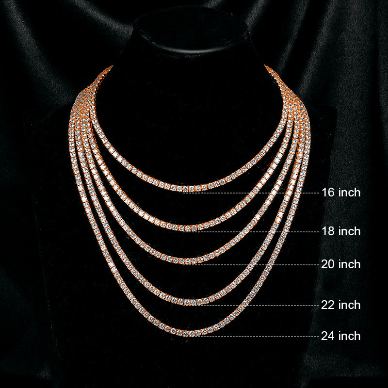 New Fashion Trend 18K Gold Plated Copper Tennis Necklace Diamond Embedded Stylish Popular Factory Direct Sale Unisex Necklace