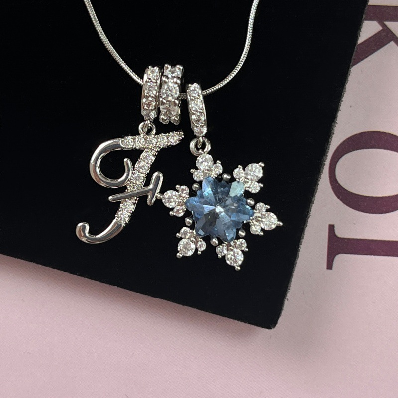 New Style Copper Zirconia Pendant Letter Necklace Silver Stainless Steel Chain Birthday Gift For Women Trendy Fairy Style