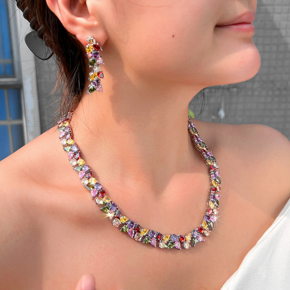 Women's Floral Geometric 2 Piece Jewelry Set Gold Plated Cubic Zirconia Elegant Bridal Gift For Wedding Party Evening Dress