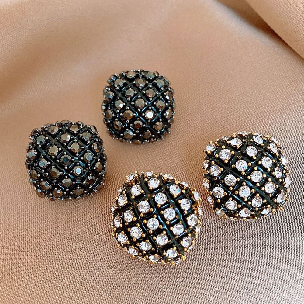 18K Gold Plated Vintage Zircon Square Earrings Retro Stud Earrings Women's Jewelry Accessories