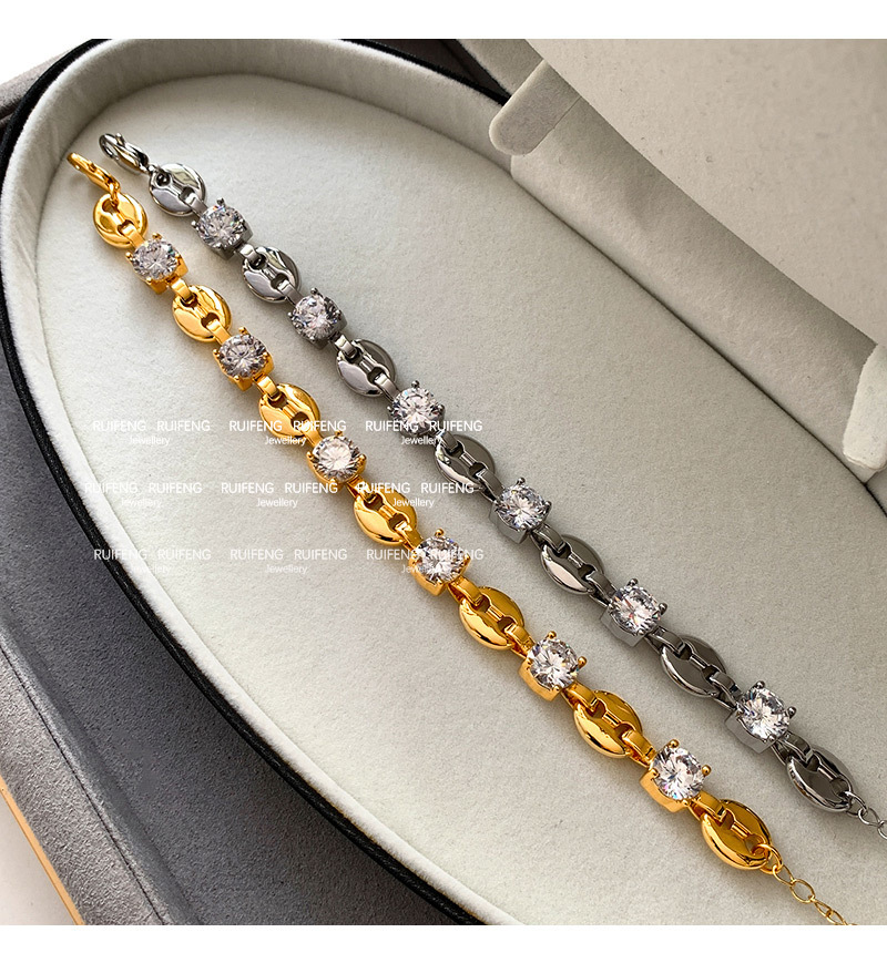 Summer Luxury  Zircon Pig Nose Bracelet Women's Elegant Geometric Pattern High-grade Fashion Jewelry