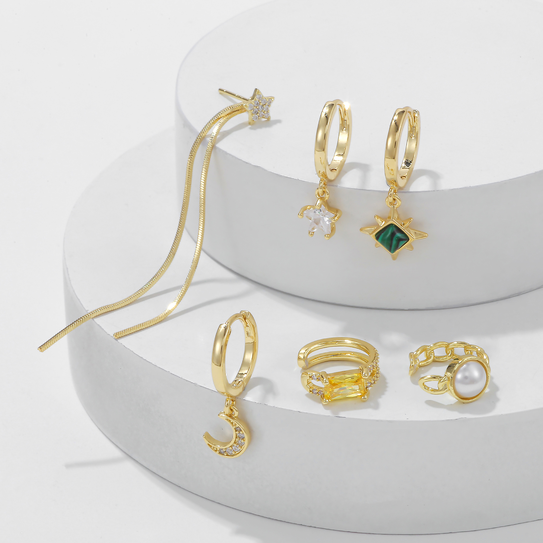4 Pieces Sweet Simple Style Classic Style Heart Shape Plating Inlay Brass Zircon 18K Gold Plated Drop Earrings