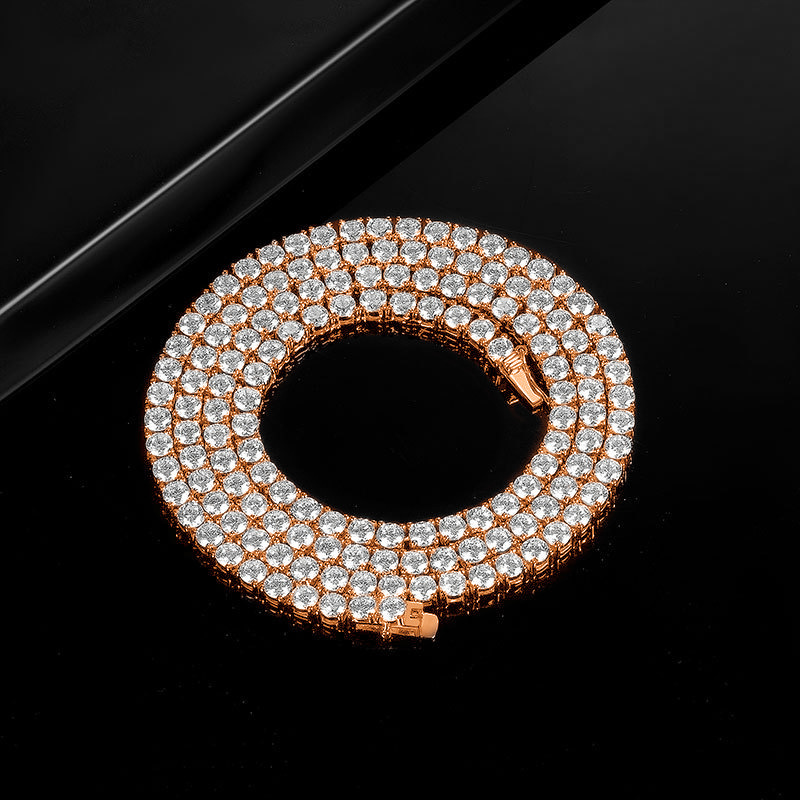 New Fashion Trend 18K Gold Plated Copper Tennis Necklace Diamond Embedded Stylish Popular Factory Direct Sale Unisex Necklace