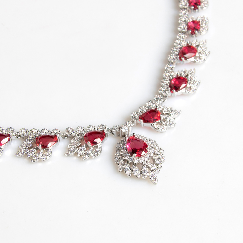 Elegant Floral Zircon Necklace And Earring Set For Women Simple High-End Luxury Jewelry Accessories Trendy Copper Material