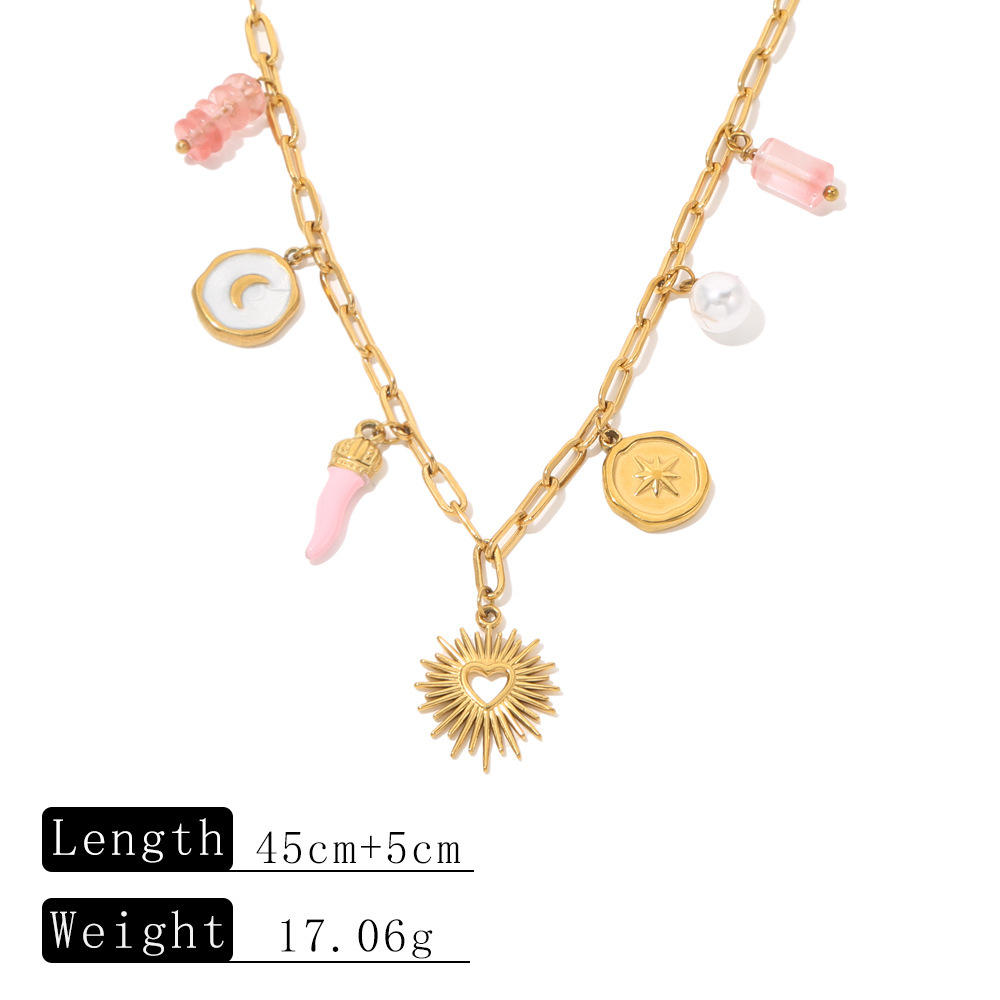 New Stylish Stainless Steel Necklace Set With Sun Knot Clavicle Chain Luxury Light Jewelry Accessories For Women