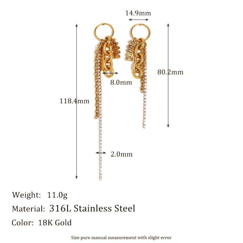 PVD Coated Real Gold Plated Heart Shape 304 Stainless Steel Retro Lady Waterproof Non Tarnish Charm Sleeper Hoop Earrings Drop Earrings