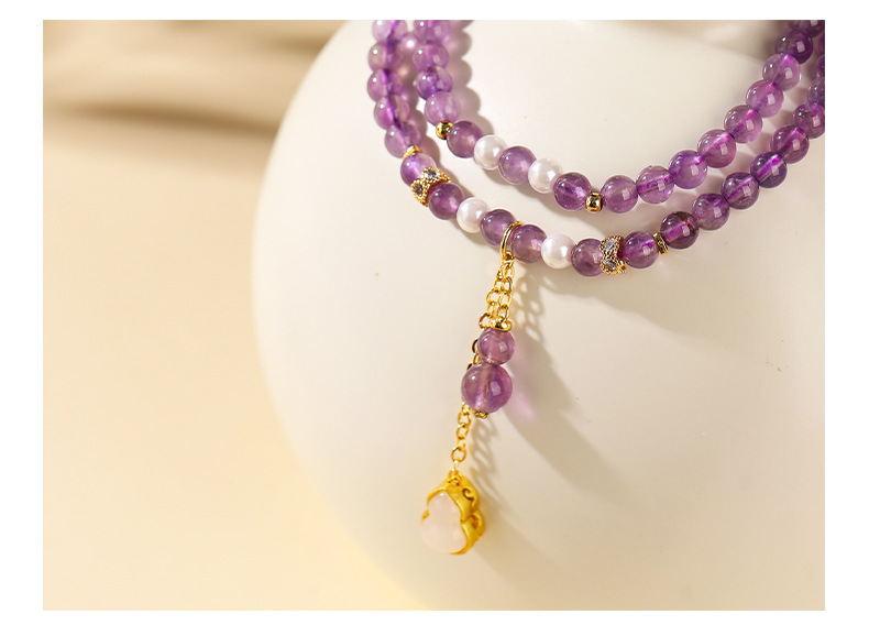 JD Jewelry Amethyst Beaded Bracelet For Women Fashionable High-end Jade Gourd Accessories Simple Style Classic Bracelet Jewelry