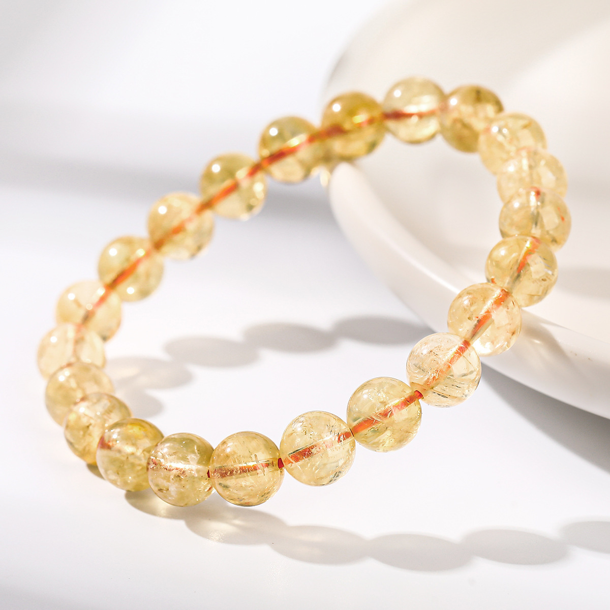 JD Jewelry Natural Brazilian Yellow Crystal Bracelet Fashion Simple Style Unisex Single Circle Bead Classic Style
