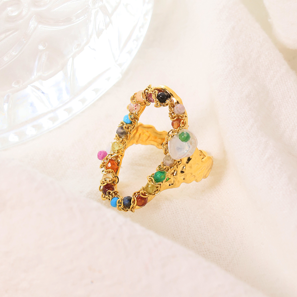PVD Coated Gold Plated Color Block 304 Stainless Steel Simple Style Classic Style Waterproof Non Tarnish Rings