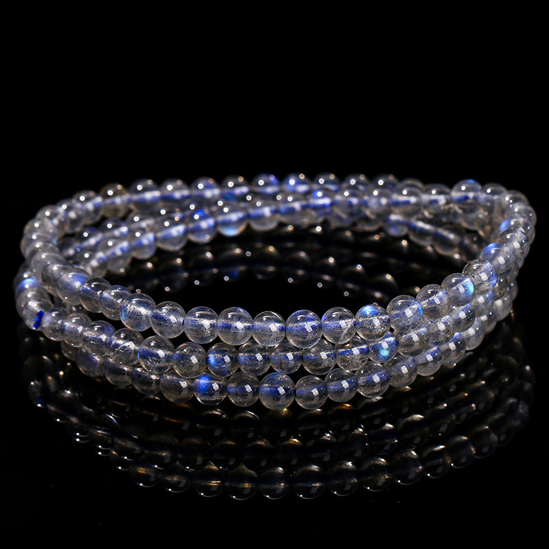 Fashion Multi-Circle Bracelet Natural Blue Light Round Bead Accessories Geometric Pattern Gray Moonstone Multifunctional Jewelry Hand Accessory Unisex