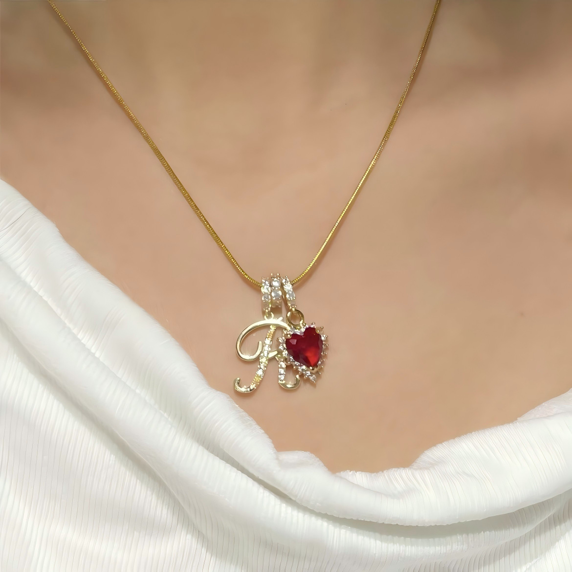 Red Heart Letter Choker Necklace Women's Luxury Minimalist Stainless Steel Friend Jewelry Fashion Trend Accessory