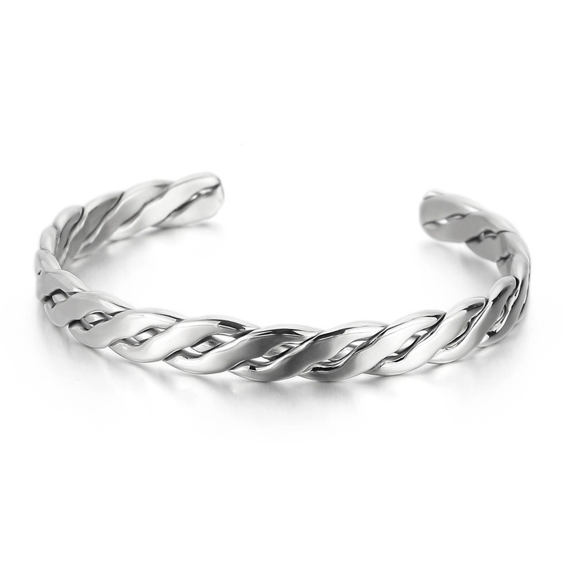 PVD Coated 18K Gold Plated Solid Color Titanium Steel Simple Style Classic Style Waterproof Non Tarnish Bangle