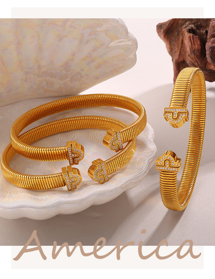 Fashionable Versatile Open Setting Rhinestone Bracelet Exaggerated Trendy Lightweight Luxury Spiral Women's Jewelry