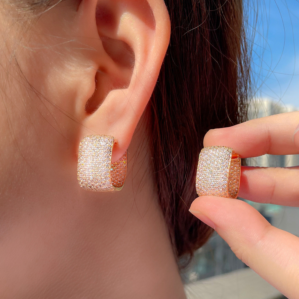 Copper Square Electroplating Artificial Gemstones Rose Golden Plated Platinum Plated Rhodium Plated Elegant Classic Style Plating Inlay Ear Studs