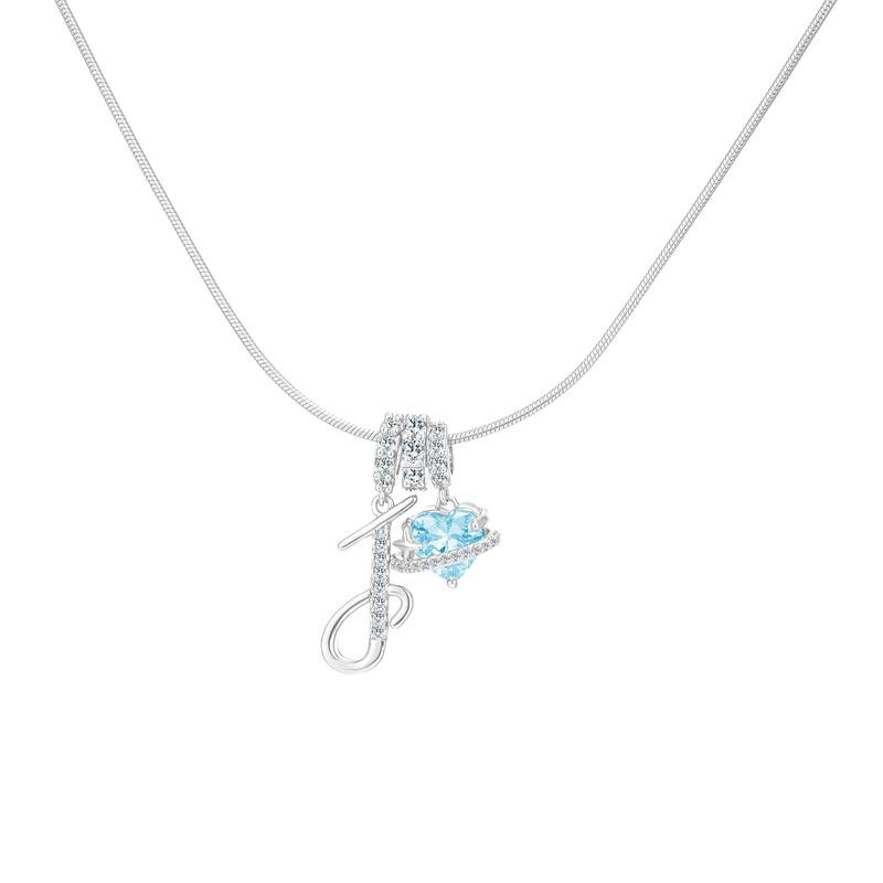 Sweet Heart Letter Pendant Necklace Jewelry Blue Sea Honey Best Friend Series Zircon Fairy Style For Women Copper Material