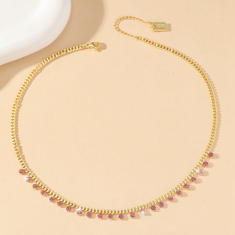 Elegant Minimalist Women's Necklace Versatile Choker Chain Sparkling Geometric Design Rhinestone And Copper Luxury Sweater Chain
