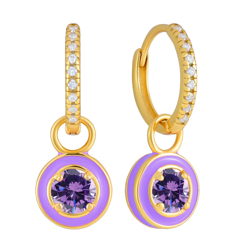 Copper Geometric PVD Coated Zircon 18K Real Gold Plated Basic Classic Style Inlay Drop Earrings