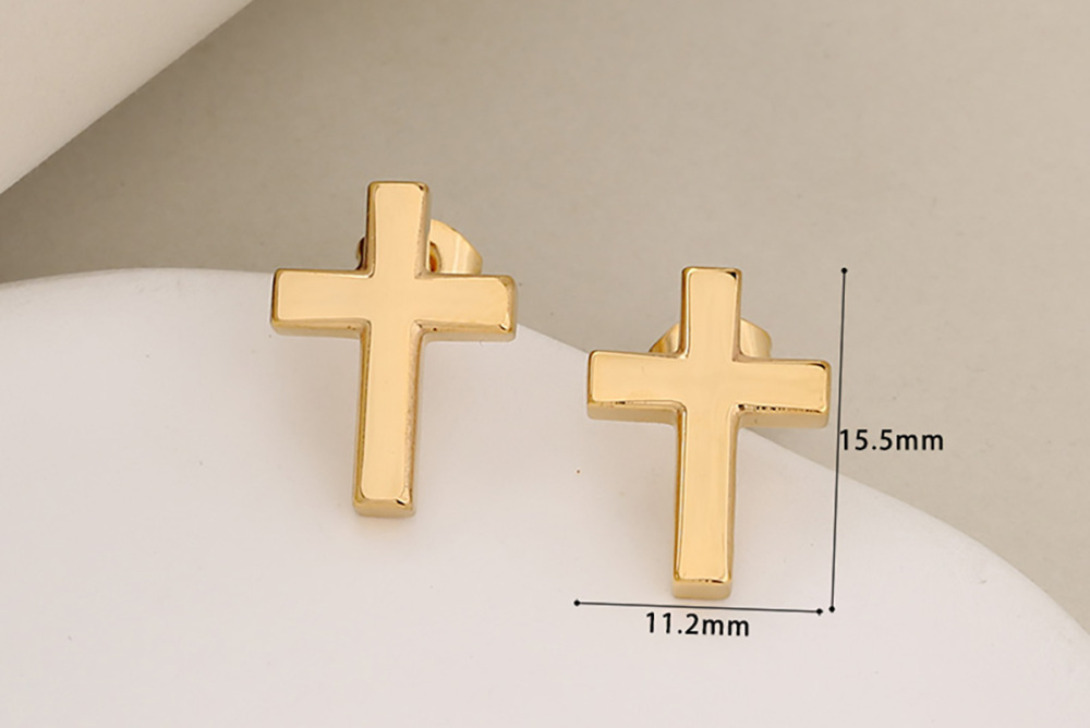 Stainless Steel Full Drill Jewelry Set Cross Circle Heart Shaped Vacuum Plating 18K Gold Dipped Water Diamond Accessories