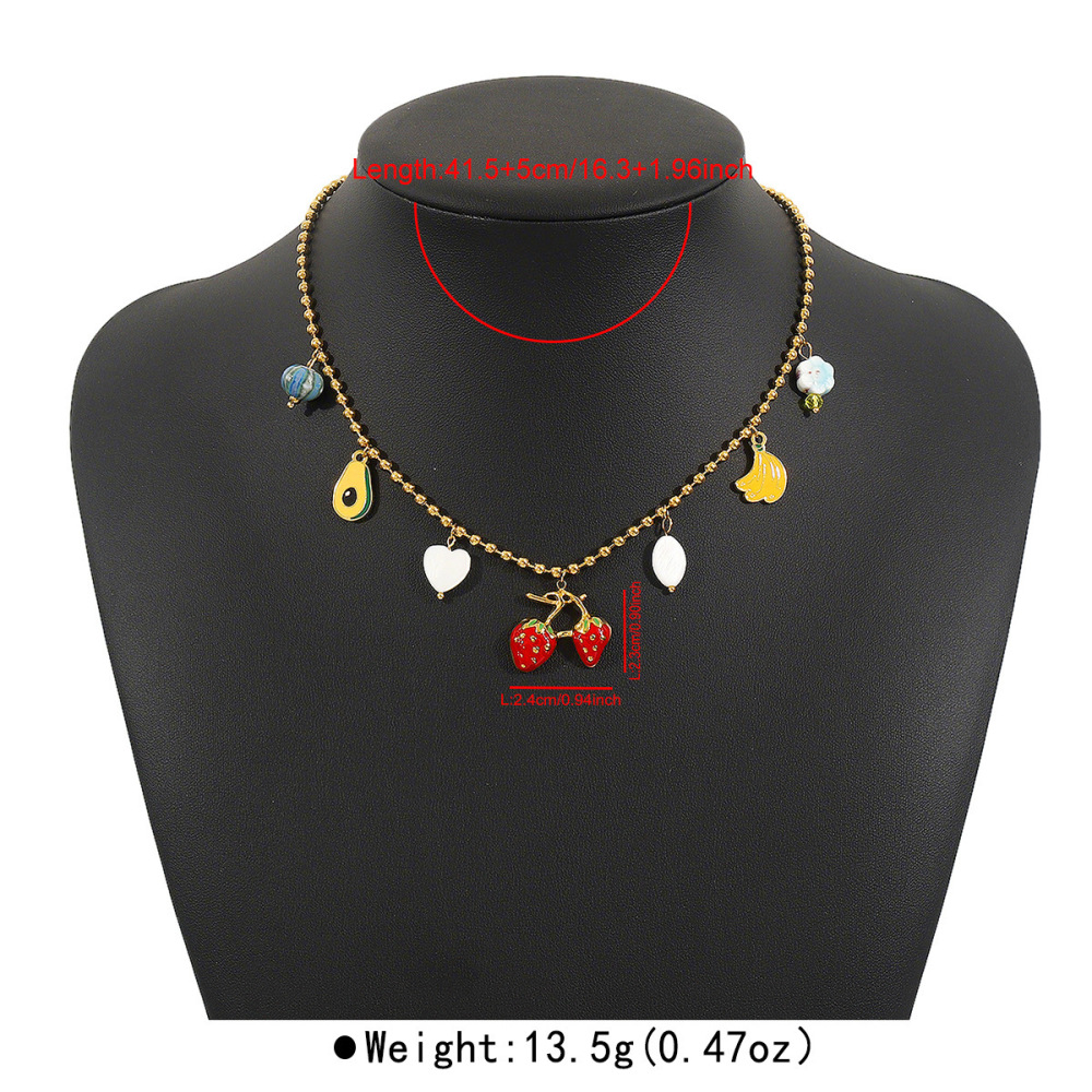 Casual  Style Fruit Pendants Women's Necklace Fashionable Stainless Steel Sun Star Pendant Jewelry