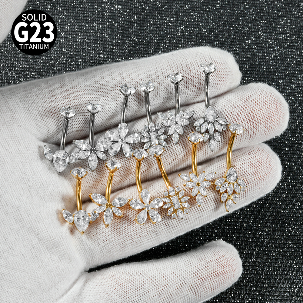 Titanium Metal Scorpion Bat Belly Button Piercing Belly Button Ring Zircon Cherry Multiple Horse Eye Flower Inner Tooth Belly Button Stud Body Piercing Jewelry Accessories