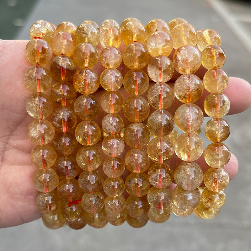 JD Jewelry Natural Brazilian Yellow Crystal Bracelet Fashion Simple Style Unisex Single Circle Bead Classic Style