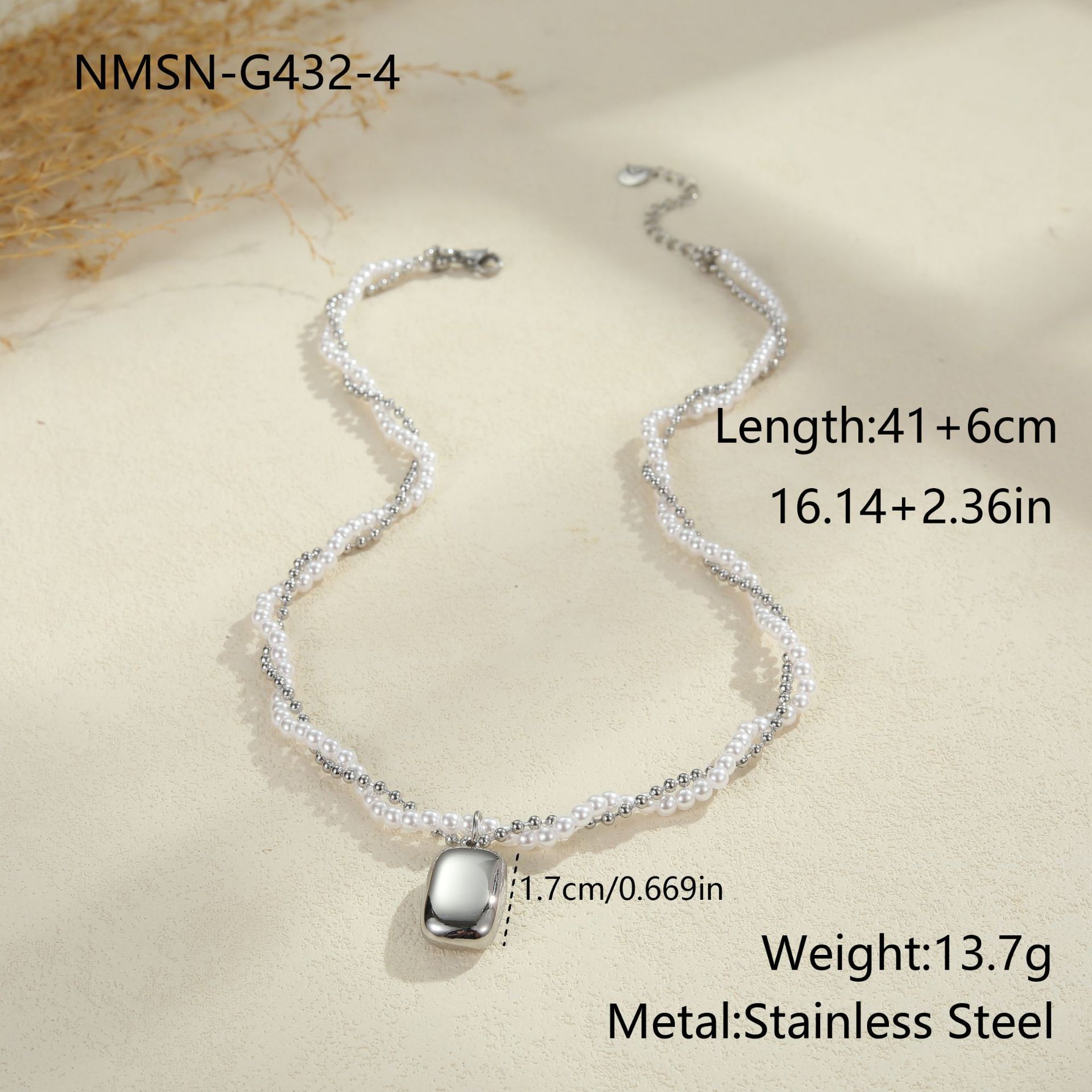 Fashionable Versatile Heart Shaped Necklace With Small Beads Luxury Feelings Jewelry Accessories For Women Geometric Pattern Stainless Steel