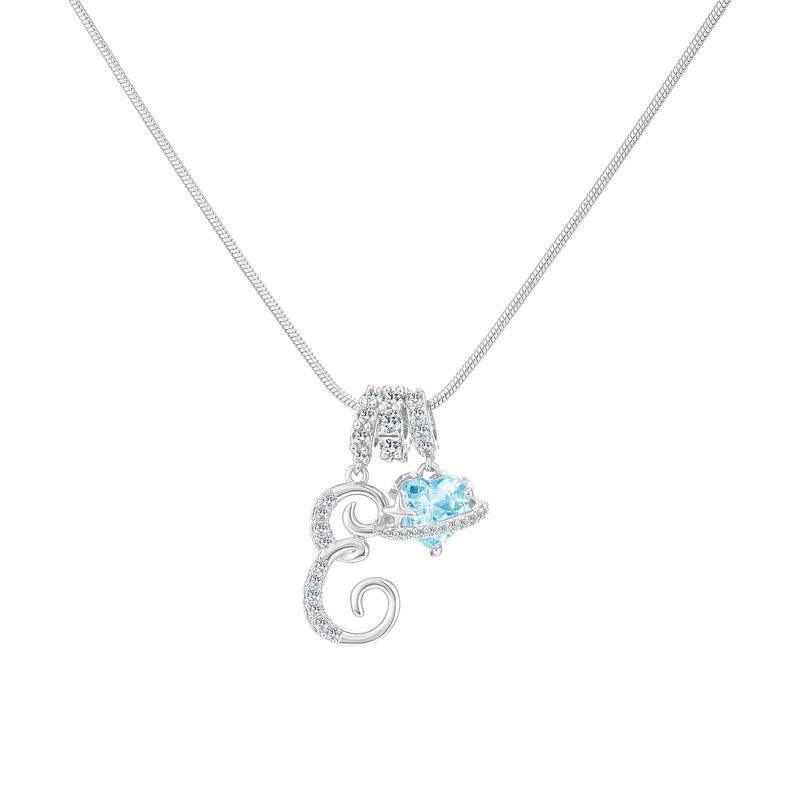 Sweet Heart Letter Pendant Necklace Jewelry Blue Sea Honey Best Friend Series Zircon Fairy Style For Women Copper Material