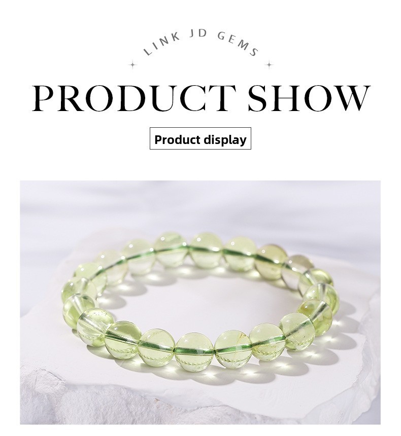 Natural Crystal Bamboo Leaf Green Bracelet Transparent Grape Color Jade Bracelet Geometric Pattern Simple Style Women's Jewelry