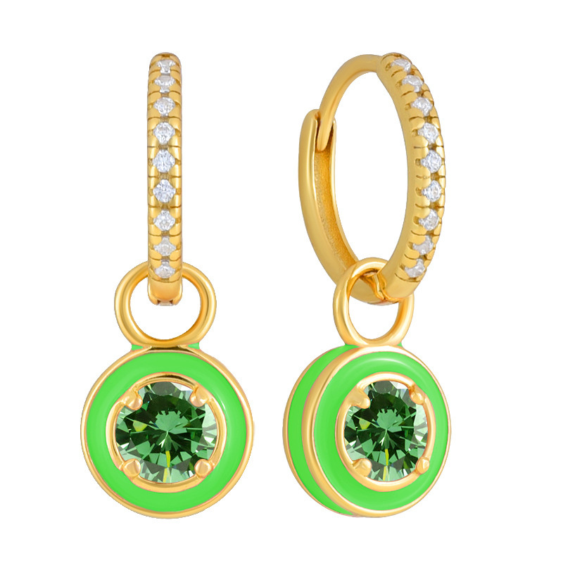 Copper Geometric PVD Coated Zircon 18K Real Gold Plated Basic Classic Style Inlay Drop Earrings