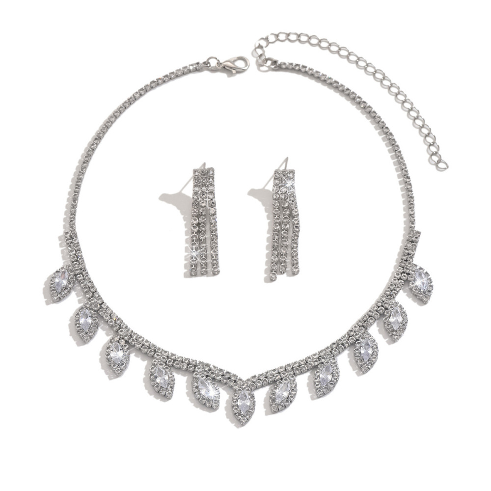 Fashionable  Wedding Jewelry Set Earrings Necklace Bracelet For Bridal Gown Accessories Luxury Style