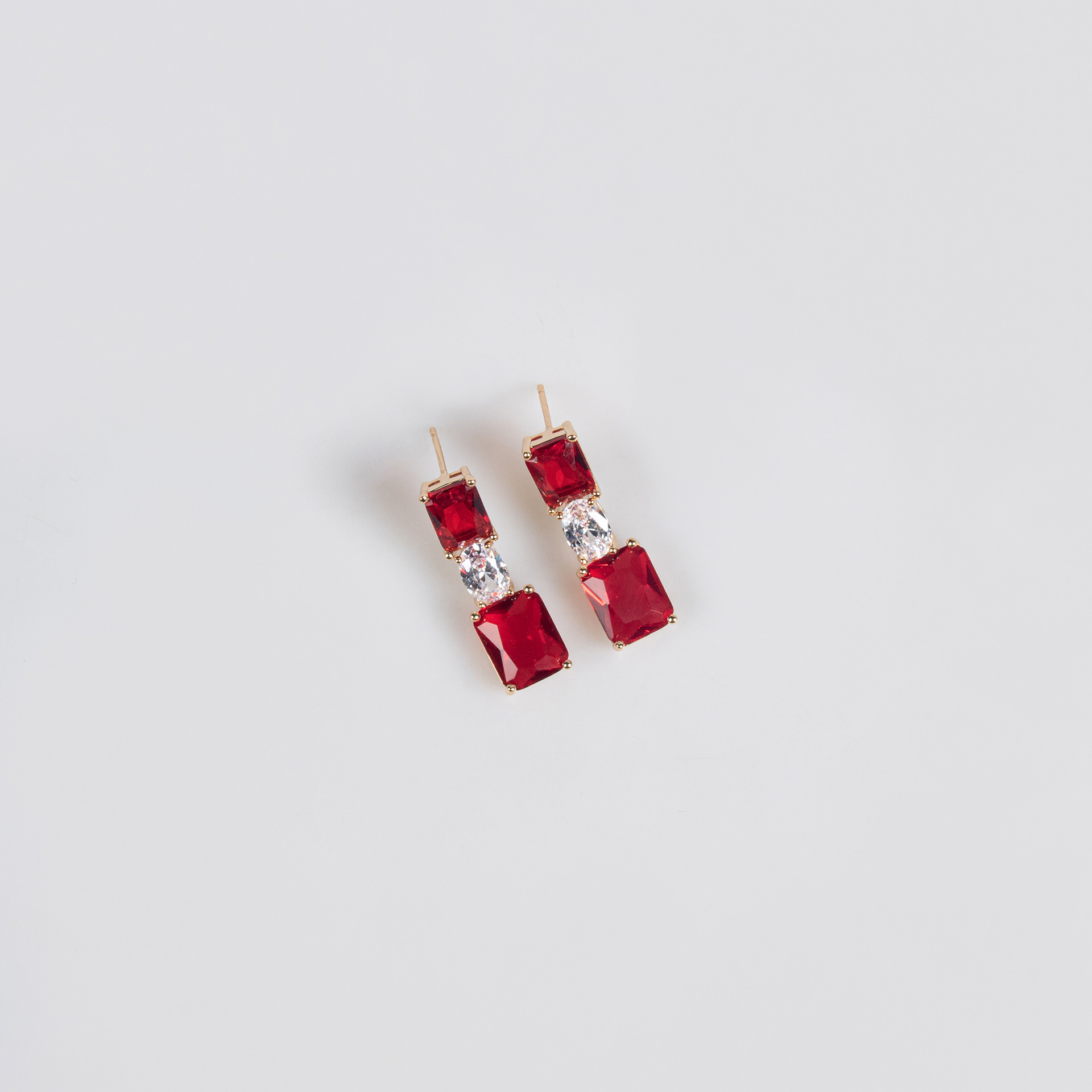 Wedding Dress Jewelry Set Women's Fashion Square Block Necklace Earrings Bracelet Luxury Style Copper Material Zircon Inlay