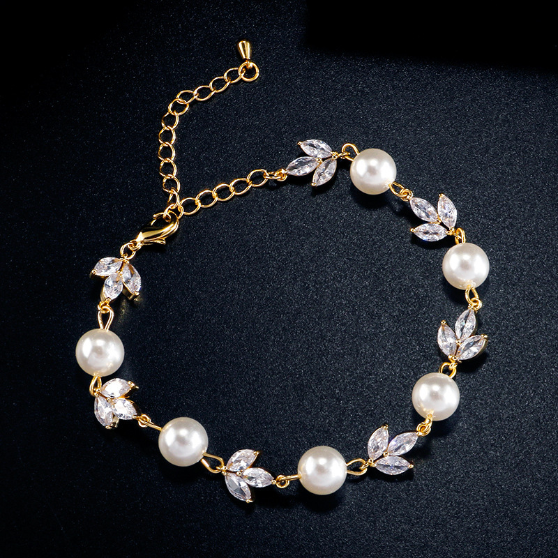 Unisex Imitation Pearl Copper Geometric Bracelets Imitation Pearl Jewelry