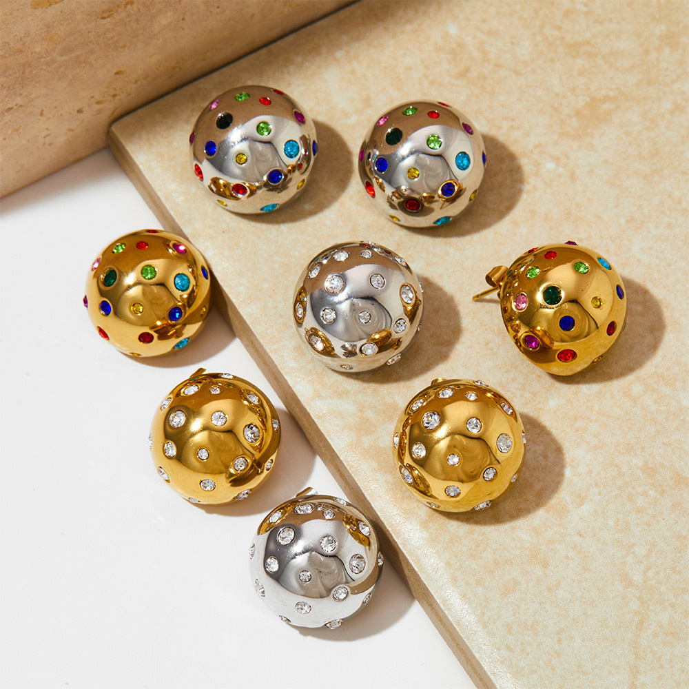 PVD Coated Real Gold Plated 16K Gold White Gold Plated Gold Plating Geometric 304 Stainless Steel Simple Style Classic Style Waterproof Non Tarnish Ear Studs