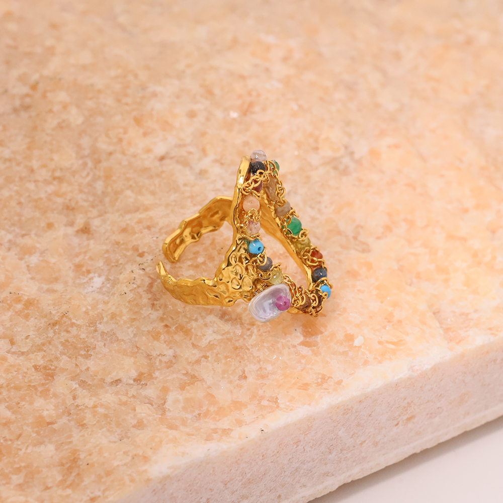 PVD Coated Gold Plated Color Block 304 Stainless Steel Simple Style Classic Style Waterproof Non Tarnish Rings