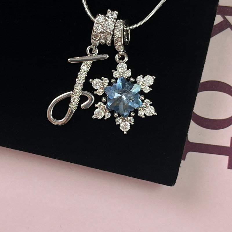 New Style Copper Zirconia Pendant Letter Necklace Silver Stainless Steel Chain Birthday Gift For Women Trendy Fairy Style
