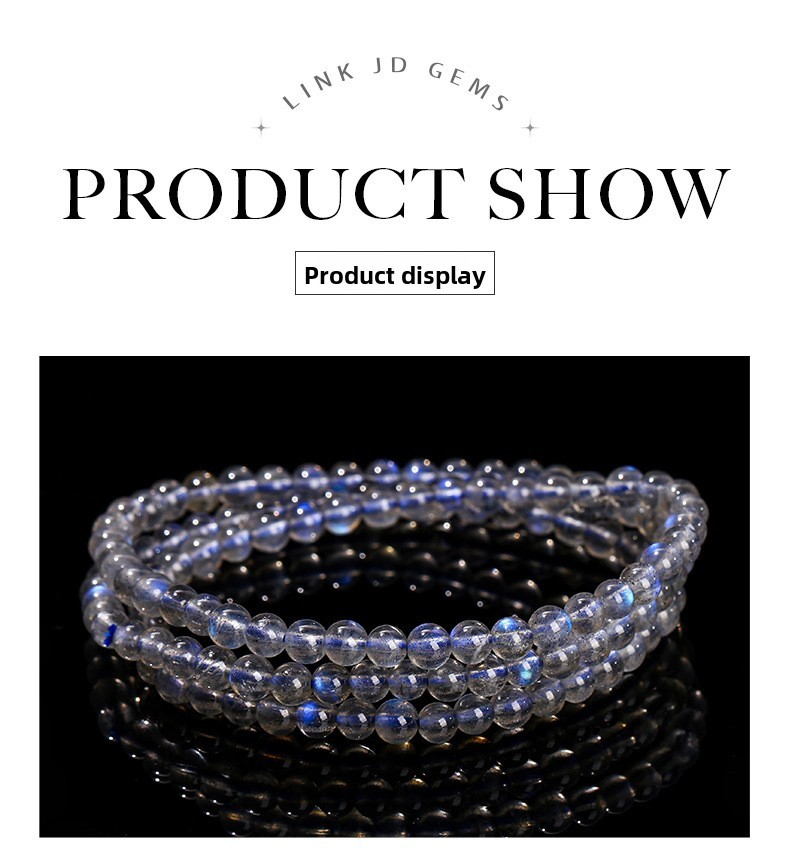 Fashion Multi-Circle Bracelet Natural Blue Light Round Bead Accessories Geometric Pattern Gray Moonstone Multifunctional Jewelry Hand Accessory Unisex