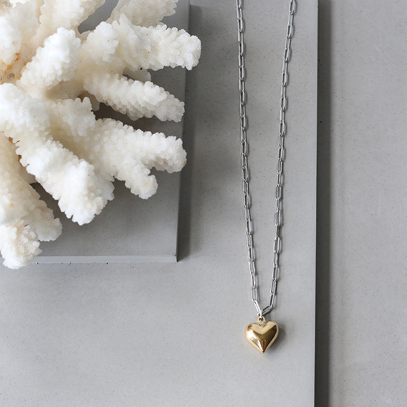 PVD Coated Real Gold Plated 18K Gold Heart 304 Stainless Steel Fashion Waterproof Non Tarnish 304 Stainless Steel Necklace