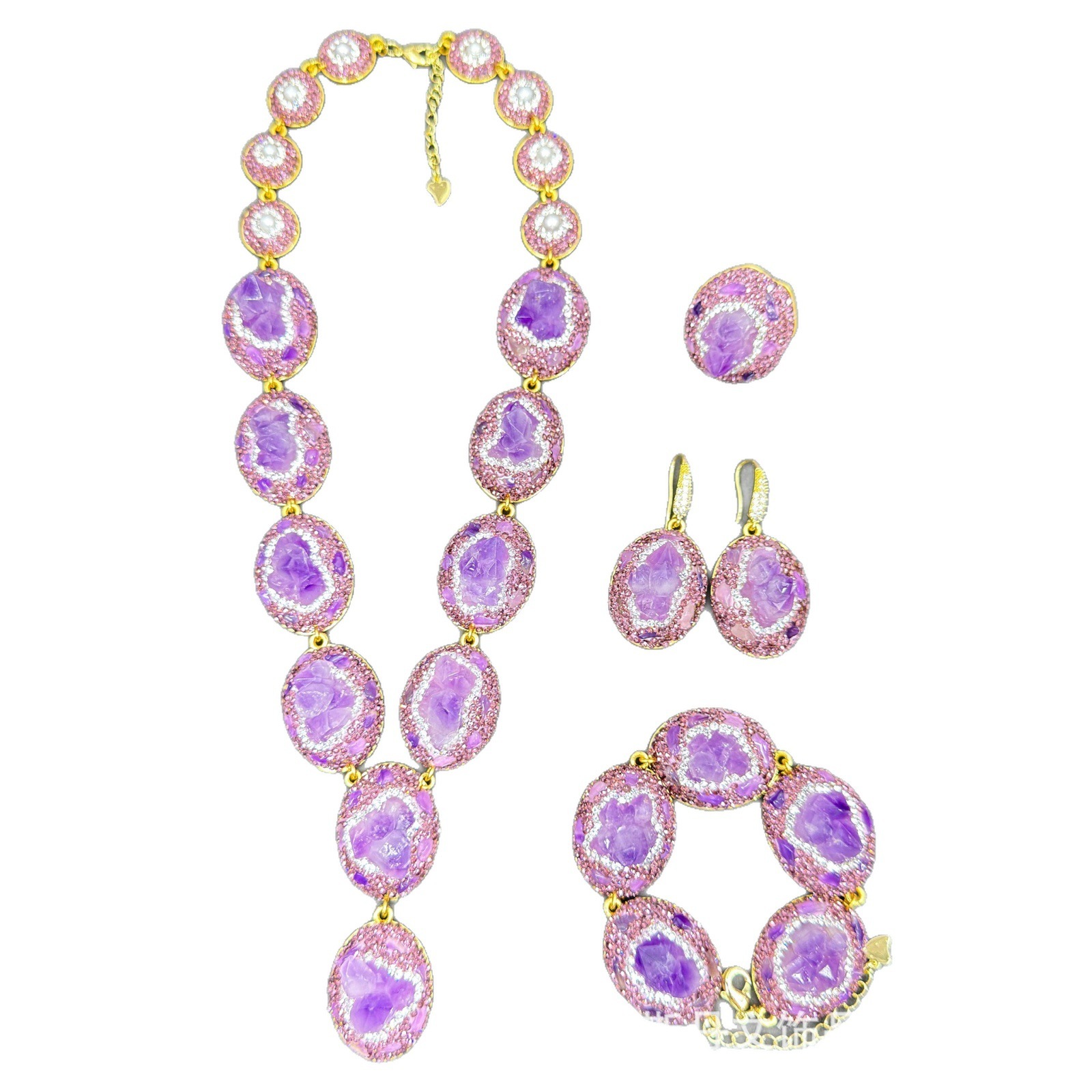 Handmade Natural Quartz Flower Jewelry Set Sweater Chain  Style Original Design High End Mineral Stone Accessories