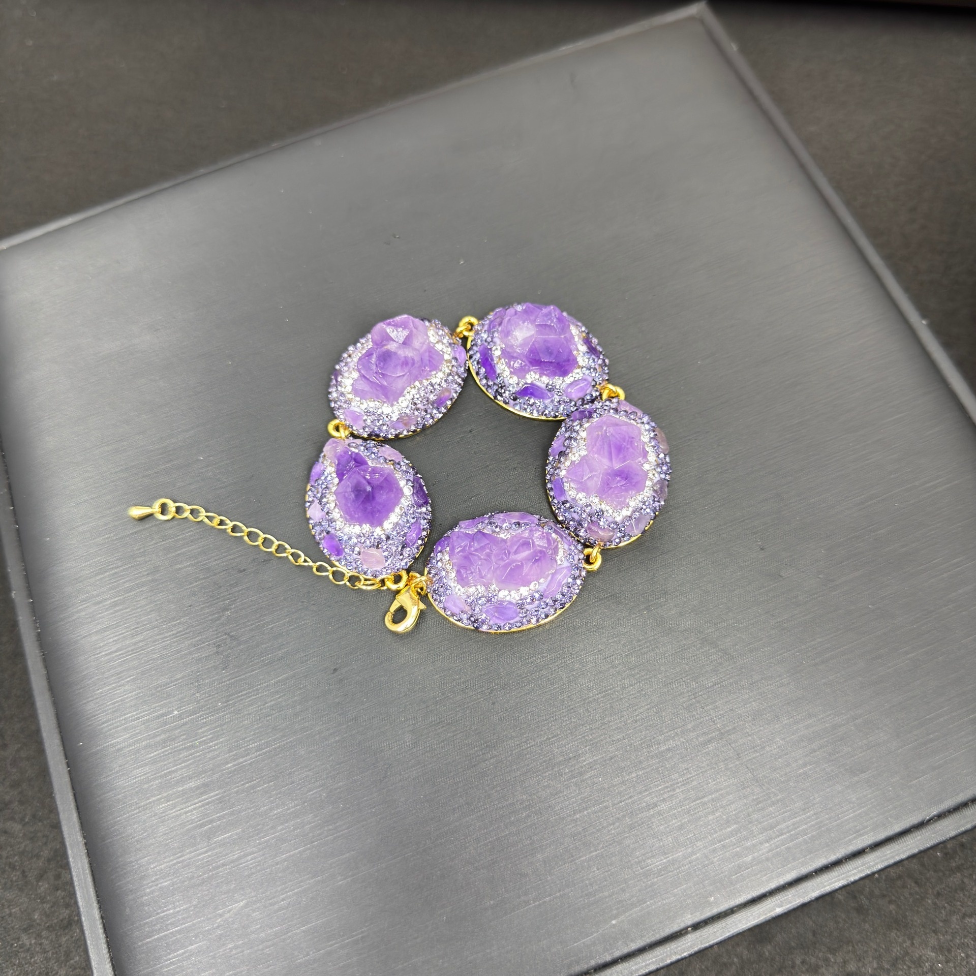 Handmade Natural Quartz Flower Jewelry Set Sweater Chain  Style Original Design High End Mineral Stone Accessories